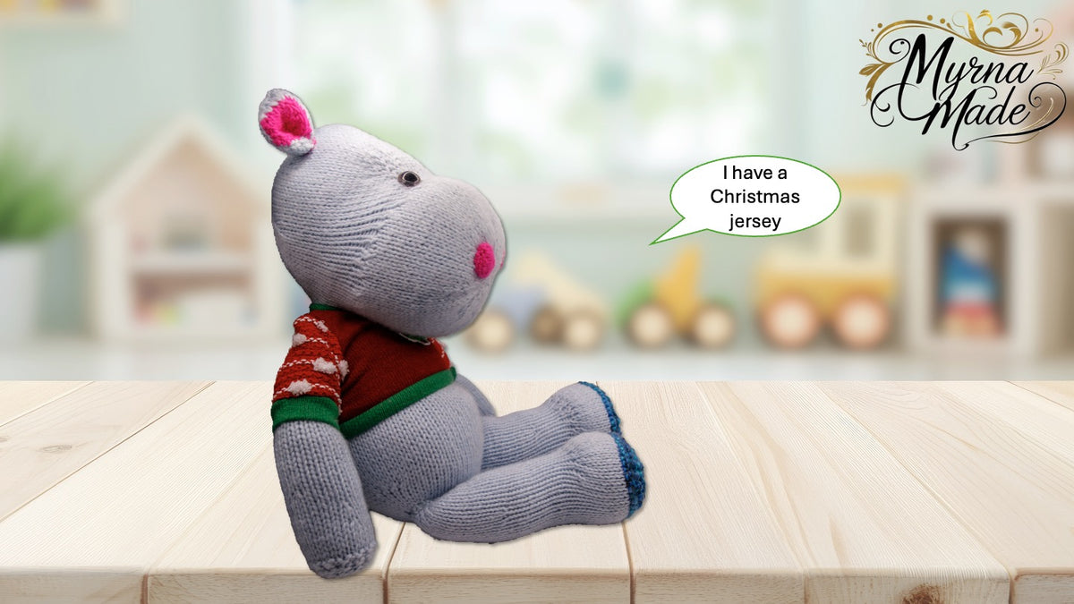 Happy Hippy Hippo – Hand-Knitted Plush Toy