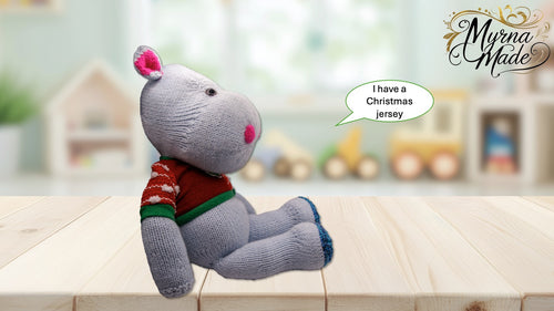 Happy Hippy Hippo – Hand-Knitted Plush Toy
