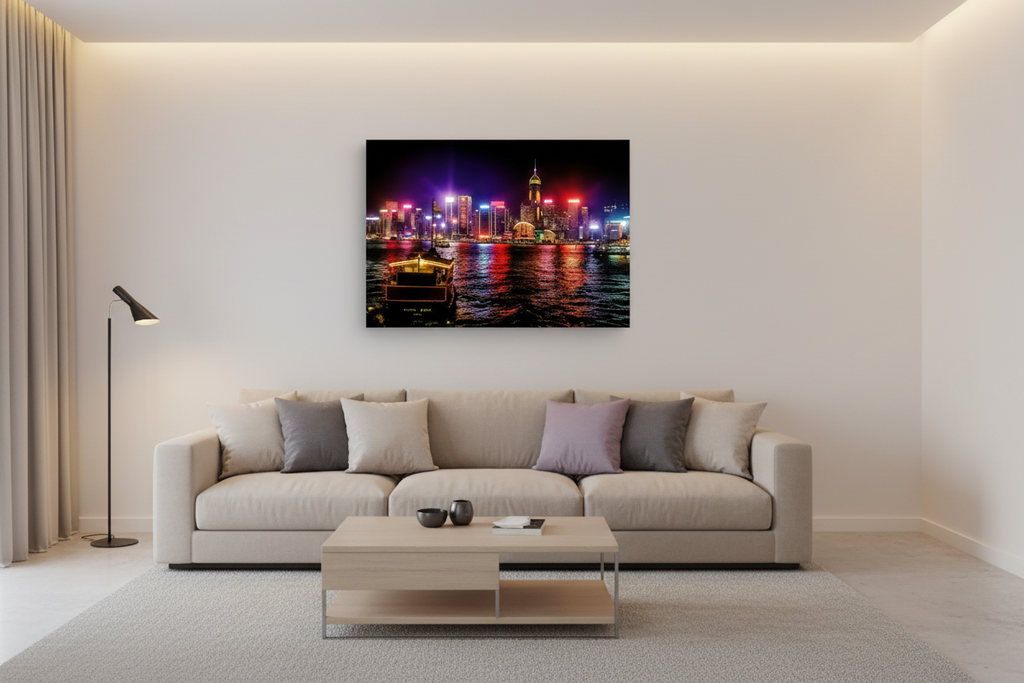Hong Kong Lights & City Reflections — Fine Art Print 90×60cm