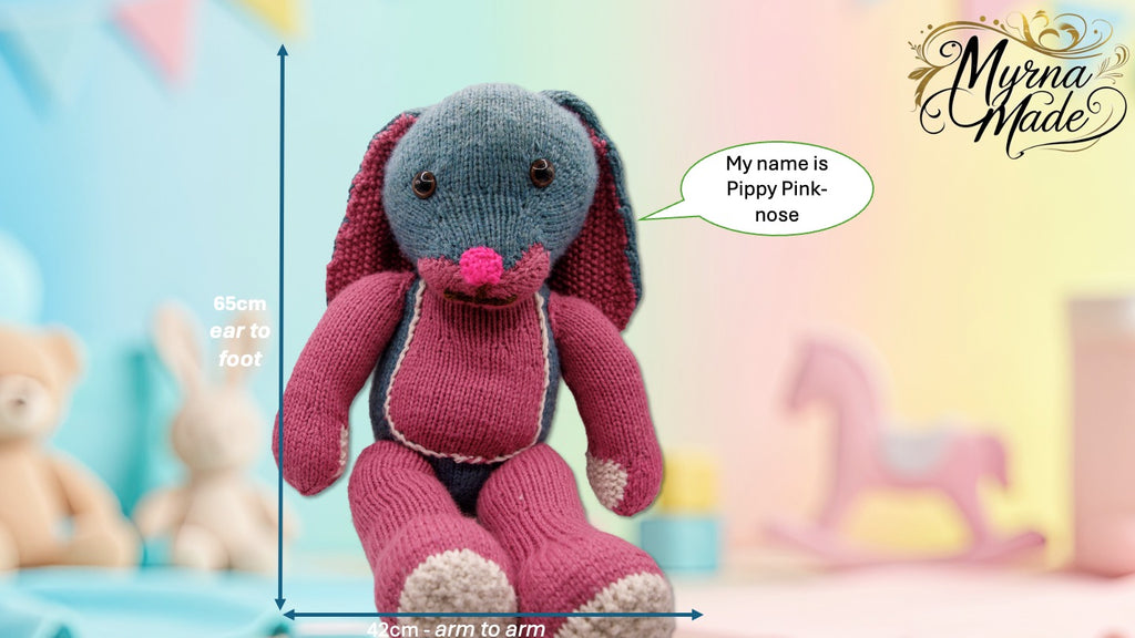 Pippy Pink-nose – Hand-Knitted Plush Rabbit