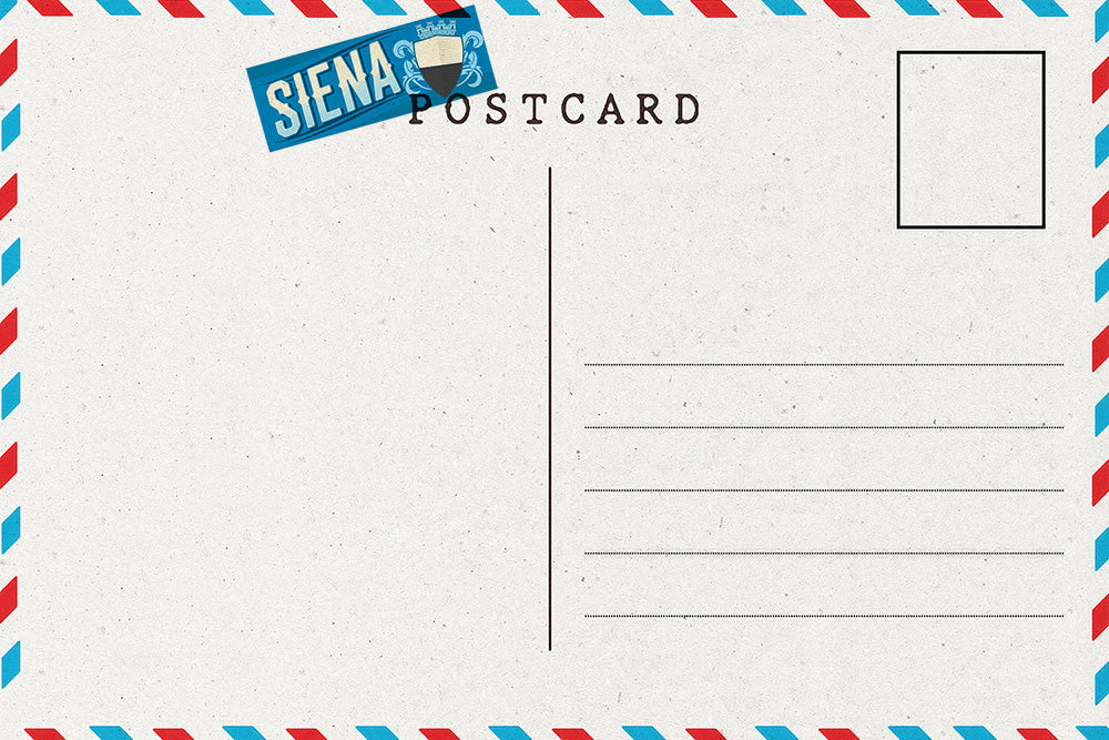 Back of Pulse of the Palio Siena postcard with Siena stamp