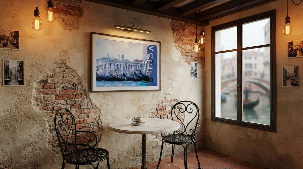 Poster - Gondolas & San Marco Columns – Venice Fine Art Photography