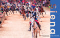 Carabinieri cavalry in ceremonial uniform parading on horseback across the Campo at the Palio di Siena