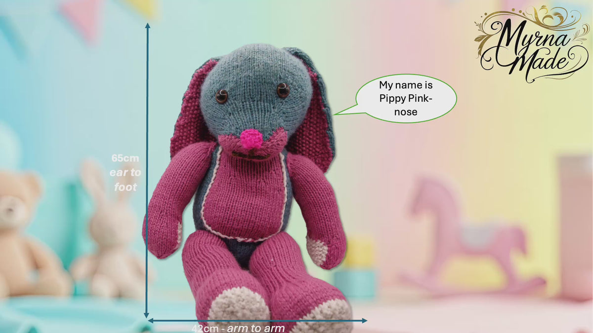 Pippy Pink-nose – Hand-Knitted Plush Rabbit