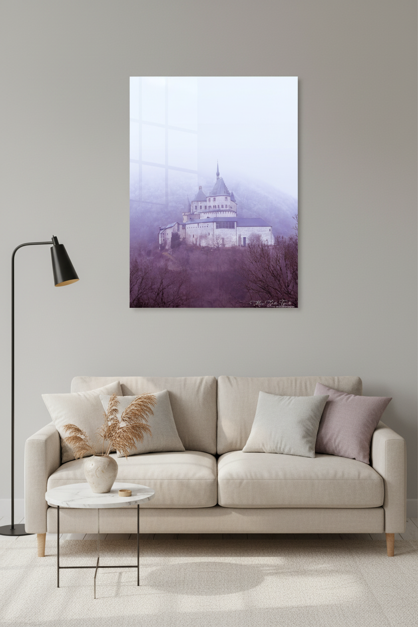 Vianden Castle in Winter Mist — Living Room Mockup