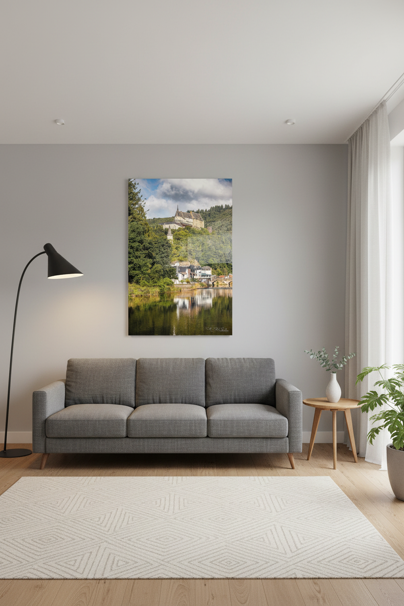 Vianden Castle & Our River Reflection — Home Setting Mockup